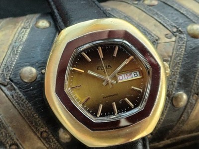 Schweizer Automatik Herrenuhr ELVIA pl GOLD Day-Date ETA 2789 - überholt Garantie