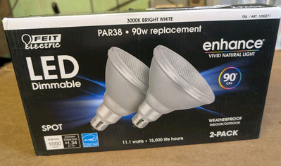 Feit PAR38 Spot Dimmable LED Light Bulb 2-Pack bright white weatherproof strg