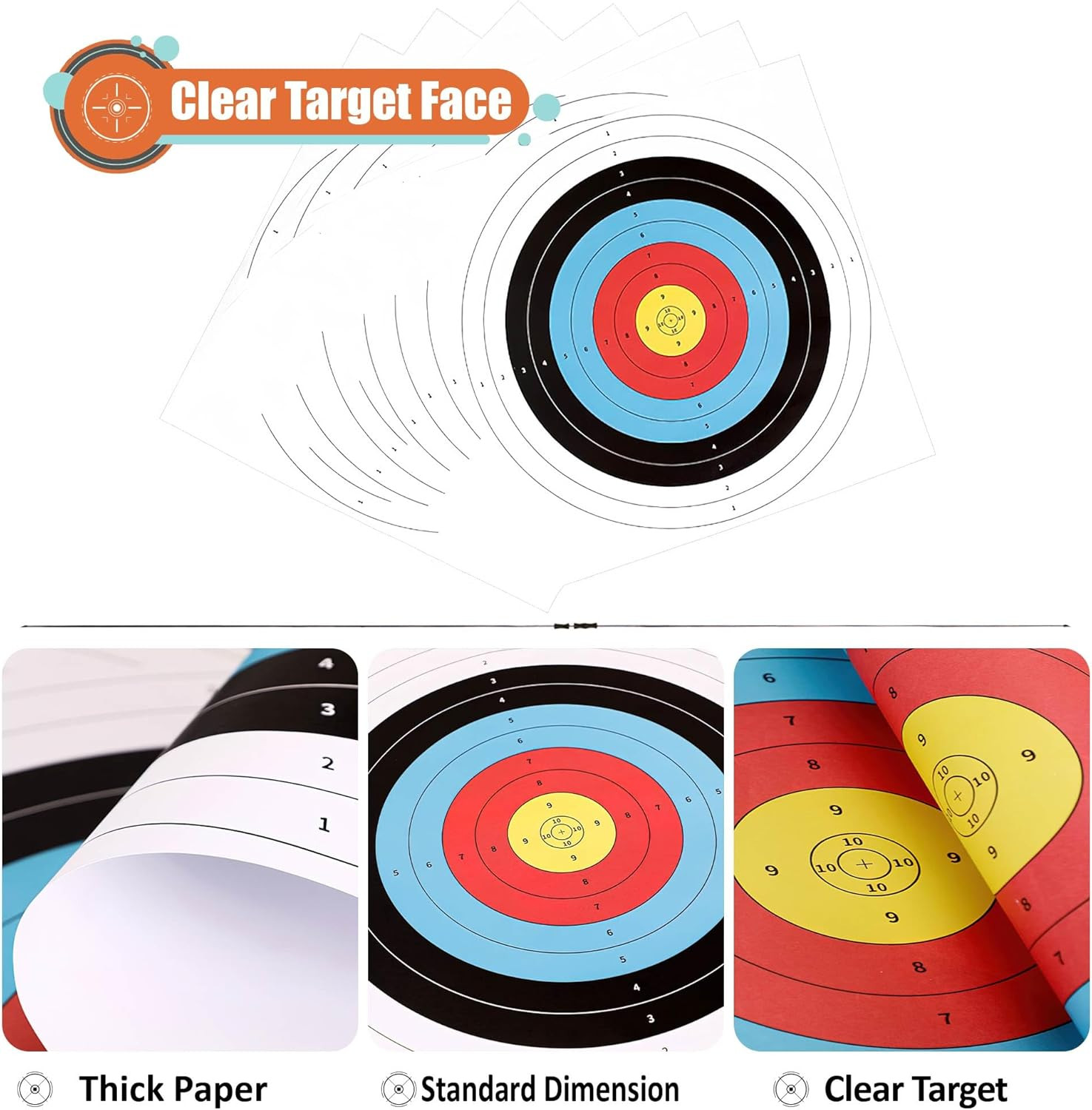 Archery Targets Paper, 20Pcs/50Pcs Bow and Arrow Targets for Hunting Backyard, A