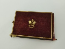 Antik Notizbuch mit Stifthalter verziert rot/ gold Notizblock f&uuml;r Sammler