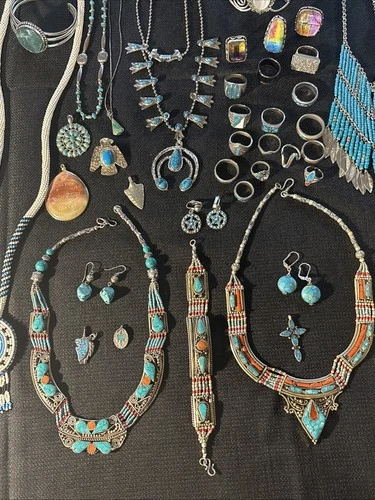 90 Pieces Of  Vintage To Now Mostly Native American Design Costume Jewelry #11