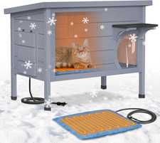 Outdoor Cat House - Heated Cat House for Outside, Wooden Insulated Cat Houses Ou
