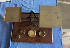 Antique English Postal Scale Brass with Wood ...