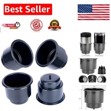Set Of 4 Black Recessed Cup Holders With Drain For Car Boat Rv - Versatile