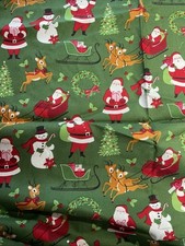 Riley Blake Quilting Fabric Merry and Bright Christmas Green Red Santa .5Yard