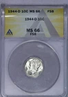 1944-D Mercury Dime 10C ANACS MS66 FSB
