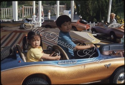 Magic Mountain Car Ride Asian Boy Girl 35mm Slide 1970s