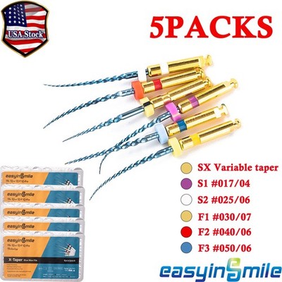 5Packs Dental Endodontic Files NiTi X3 TAPER SX-F3 Rotary Files 25m Engine Tips