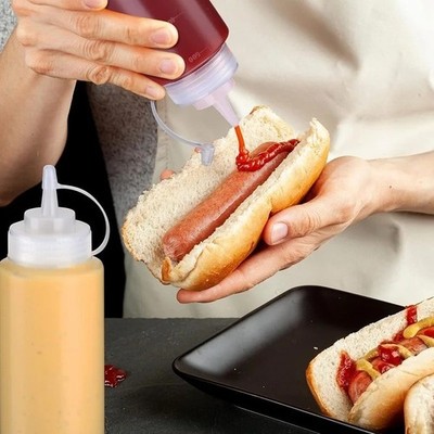 2/5/10 Stück Kunststoff Klar Quetschen Saucen Flaschen Gewürz Spender Ketchup Mayo