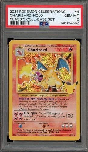 Pokemon Charizard Celebrations Classic Coll. Base Set Holo Rare #4 PSA 10
