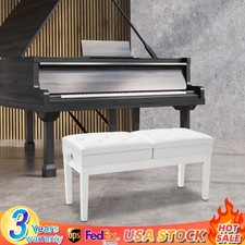 Double Seating Piano Bench Adjustable Duet Stool w/ Storage Box Instrument Chair