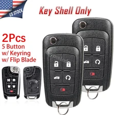 2 for 2010-2016 Chevrolet Camaro Cruze Equinox Flip Key Fob Case Shell 5 Buttons