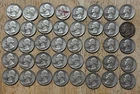 Lot of 40 1958 Washington 90% Silver Quarters Circulated - Full Roll