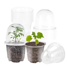 30 Pack 4 Inch Plastic Nursery Pots with Humidity 4 Inch-30Pcs Transparent