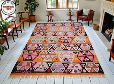 6x8 ft Rug TURKISH RUG Hand Woven Vintage Kilim PINK Rug Flat Weave Area Rug