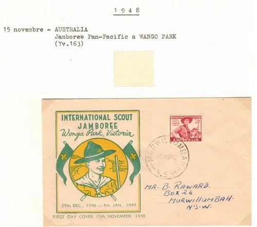 s56382 AUSTRALIA 1948 FDC SCOUT Jamboree Wonga Park