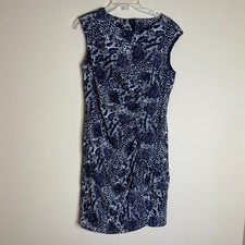 ann taylor dress size 8 black ivory sleeveless sheath ruching NEW