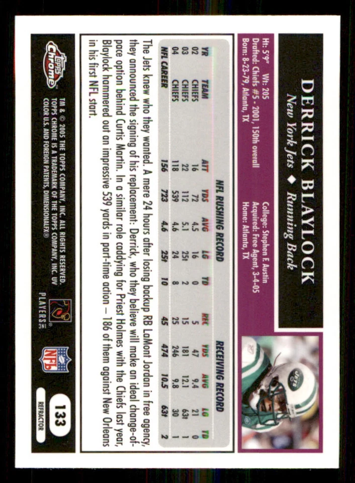 2005 Topps Chrome Refractors #133 Derrick Blaylock - Image 2 of 2