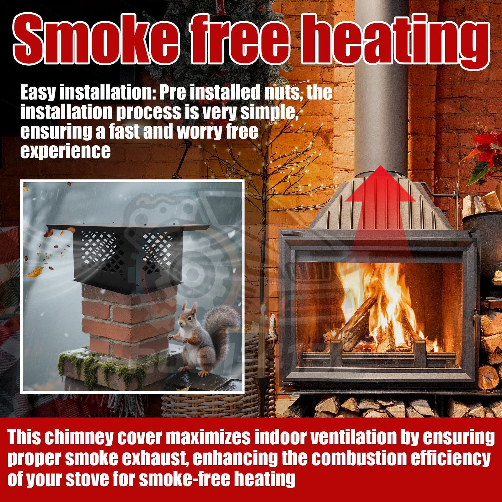 Outdoor Chimney Cap Flue Caps Fireplace Chimney Cover Mesh Flue Covers 13" x 17"