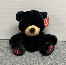 Aurora Black Teddy Bear Plush 7.5" Stuffed Animal with Scarf