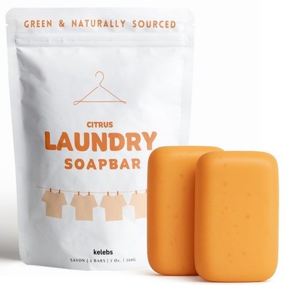 KELEBS Laundry Soap Bar - Hypoallergenic and Organic Citrus Formula for Sensi...