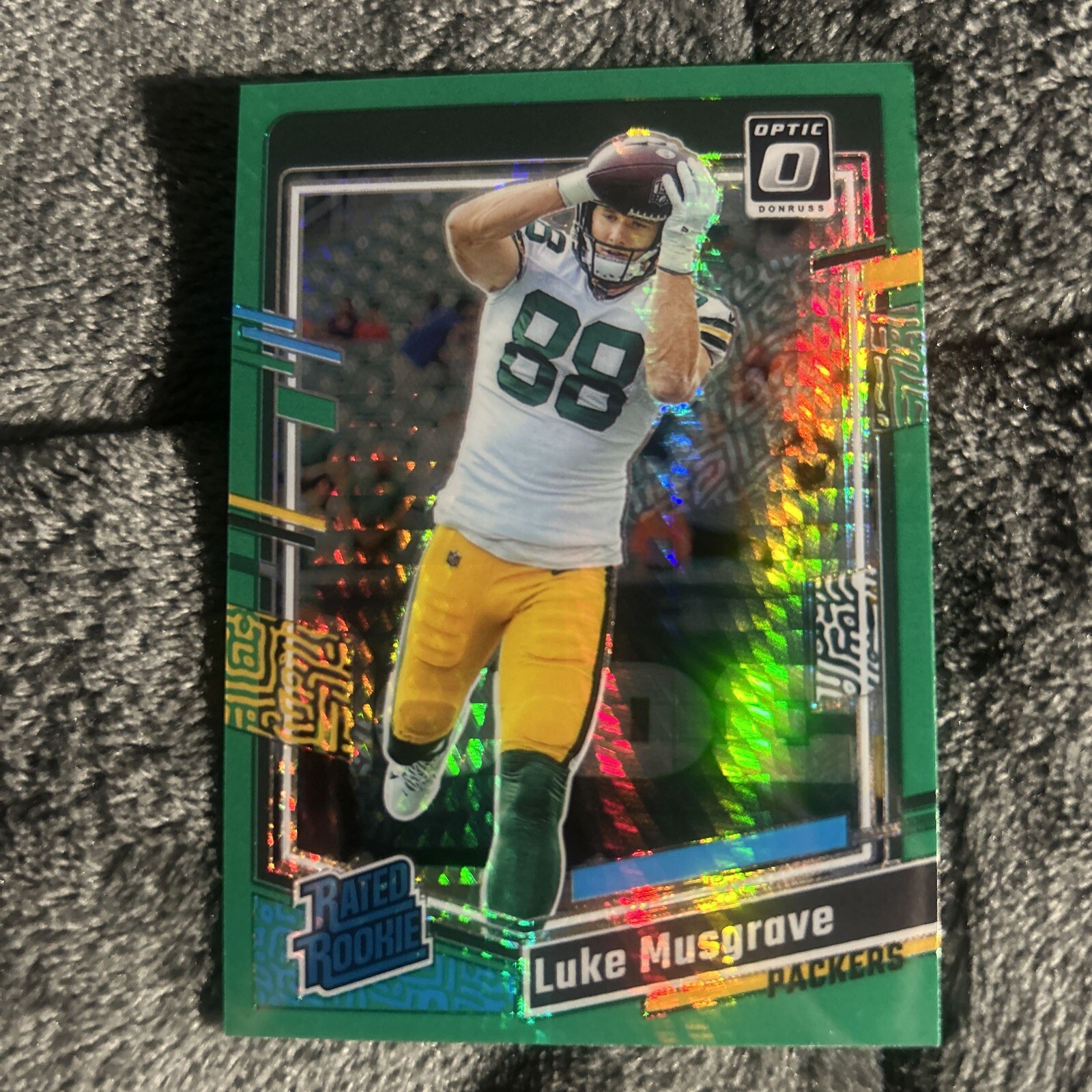 2023 Optic Luke Musgrave Green Hyper COLOR MATCH Rated Rookie #241 Packers