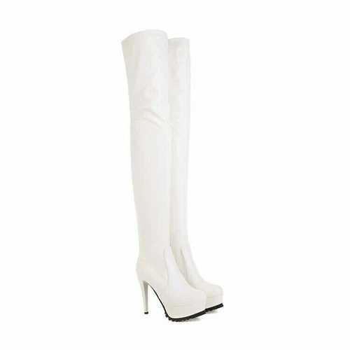 Womens Over Knee Thigh Boots Platform Stiletto Zipper High Heels Nightclub Shoes - Picture 16 of 18