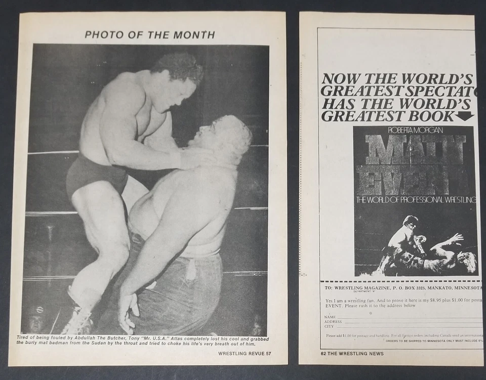THE DESTRUYER Mr X Wrestling MASK anuncio 1983 REVUE Magazine Tony Atlas vs Abdullah Foto 2 de 2