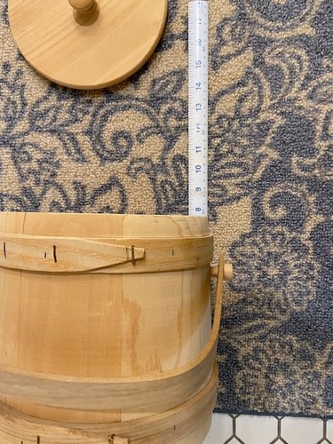Super! NOS vtg 1970s repro Natural Wood SUGAR BUCKET Firkin signed BASKETVILLE - Picture 14 of 16