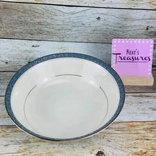 Mikasa Fine China FORSYTHE White Floral Blue Gray Band Vegetable Serving Bowl