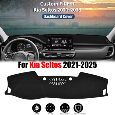 For Kia Seltos 2021-2025 Car Dashboard Cover Dashmat Dash Anti-Sun Mat Pad Black