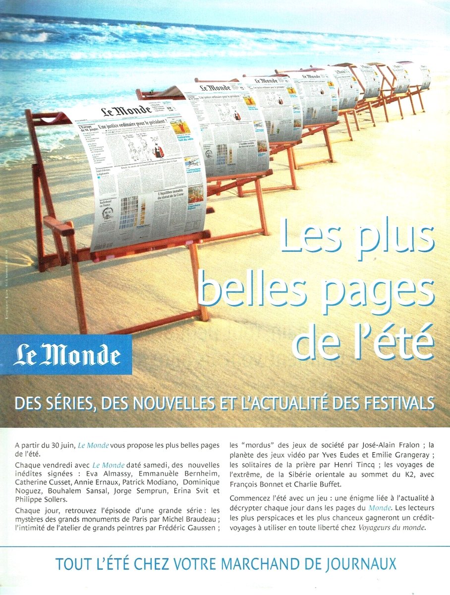 publicité Advertising 1022 2001 Le Monde les plus belles pages de