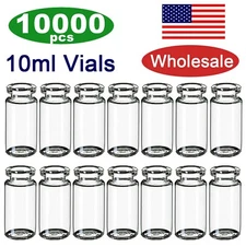 10000pcs 10mL Lab Vials Borosilicate Glass Clear Headspace Crimp Top Flat Bottom