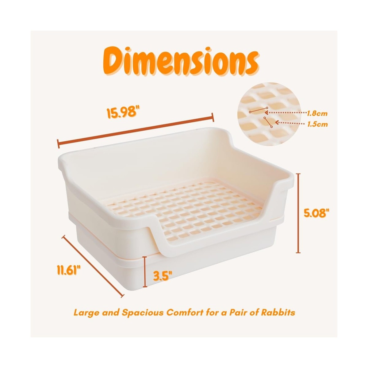 Bumbox Large Rabbit Litter Box w/Plastic Grid & Dump Tray-Bunny