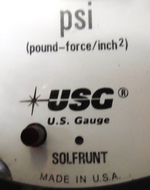 USG U.S. GAUGE, SOLFRUNT, 0100 PSI, (POUNDFORCE/INCH 2), 5" OAD FACE
