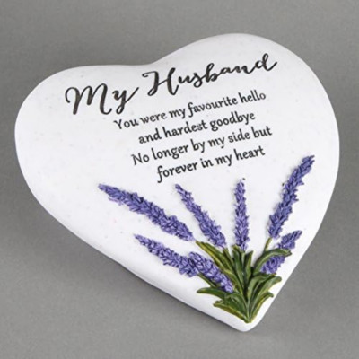 Targa Commemorativa Per Esterni Thoughts Of You 61970 – A Forma Di Cuore “My Husband” – In Resina, 160x145x70 Mm