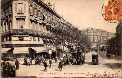 Paris France Boulevard des Italiens Follies Russo Chinoise Shops  1920s Postcard