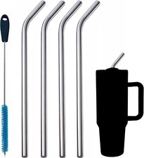 10Mm Extra Wide Metal Straw for 64 40 Oz Tumbler 4 Pack 12.5 Long Bent Stainless