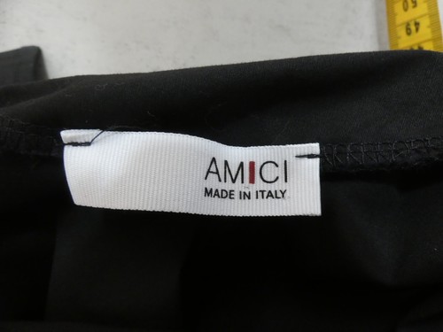 Amici Italy Women's M Black Cotton Blend Tunic Top Boatneck A-line 2/4 Sleeves - Picture 7 of 10