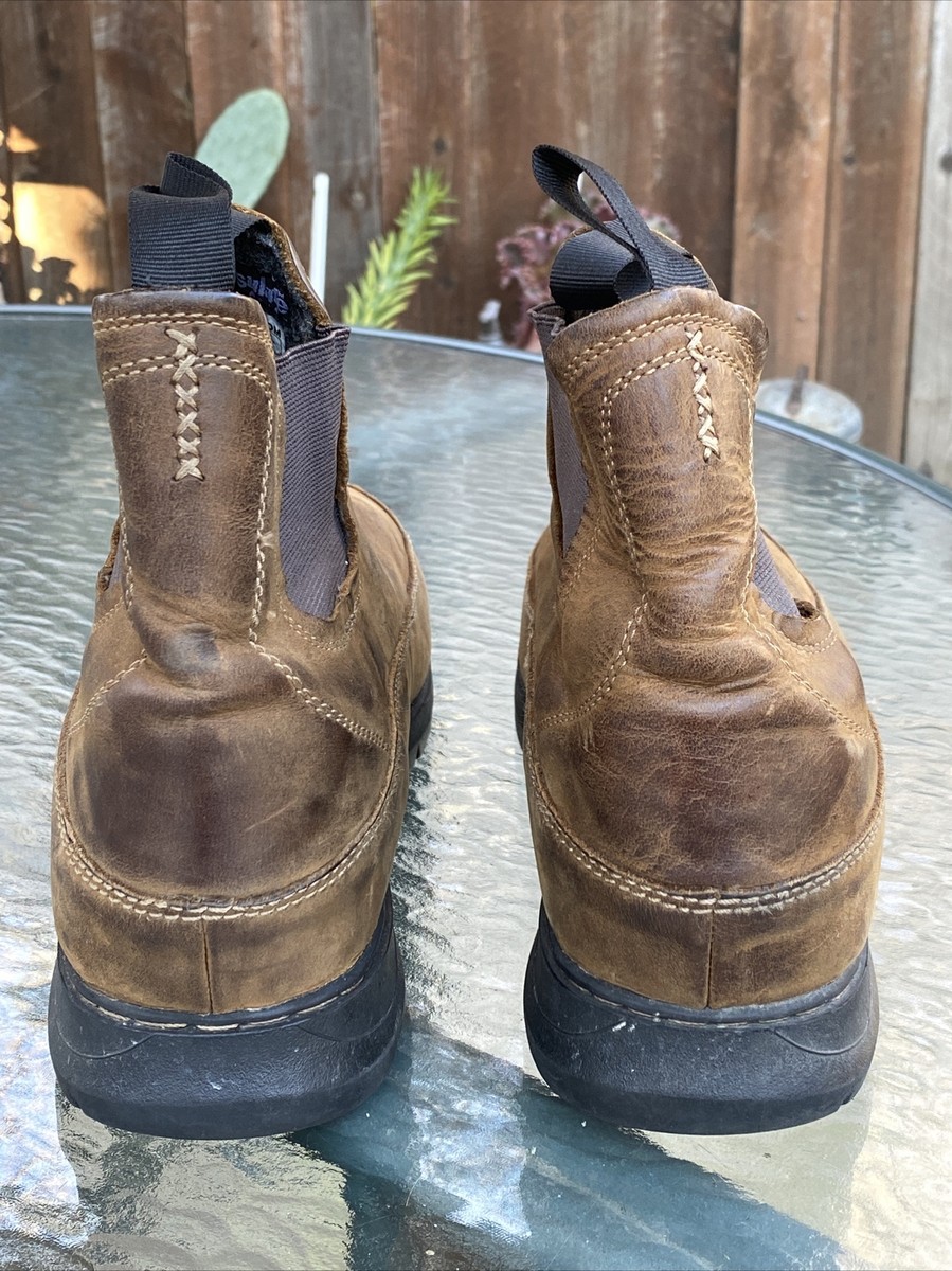 Sorel Hood River Boots Brown Leather Pull On Winter Shoe 