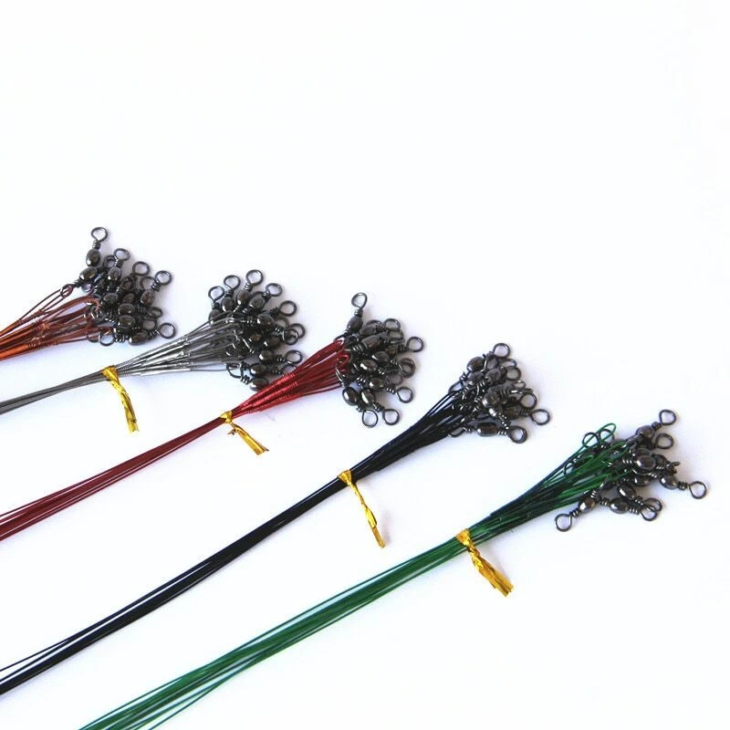 Lider De Pesca En Acero Inoxidable 10 Unidades Ganchos Con Giradores Foto 3 de 4