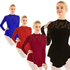 AU Women's Lace Ballet Dance Dress Gym Sport Leotard Bodysuit Skating Dancewear