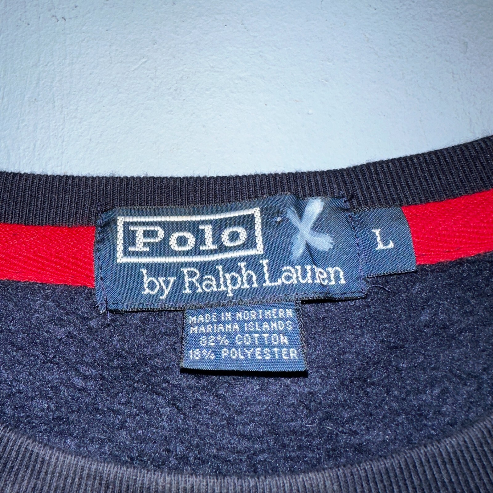 PONY Polo Ralph Lauren felpa vintage uomo grande L blu girocollo anni 90