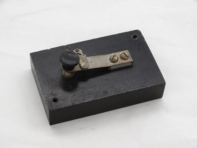 Vintage Telegraph Key / Contact Button On Wood Block  / Hobby / Train