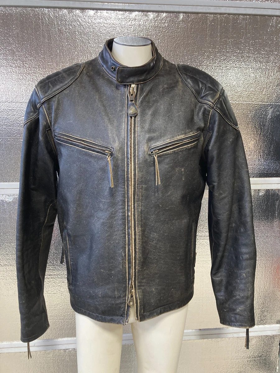 AMA Leather Motorcycle Jacket Mens Large Vintage 75th