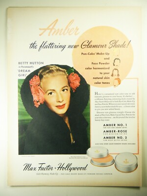 Vintage 1948 MAX FACTOR MAKE-UP Large Magazine Print Ad: BETTY HUTTON