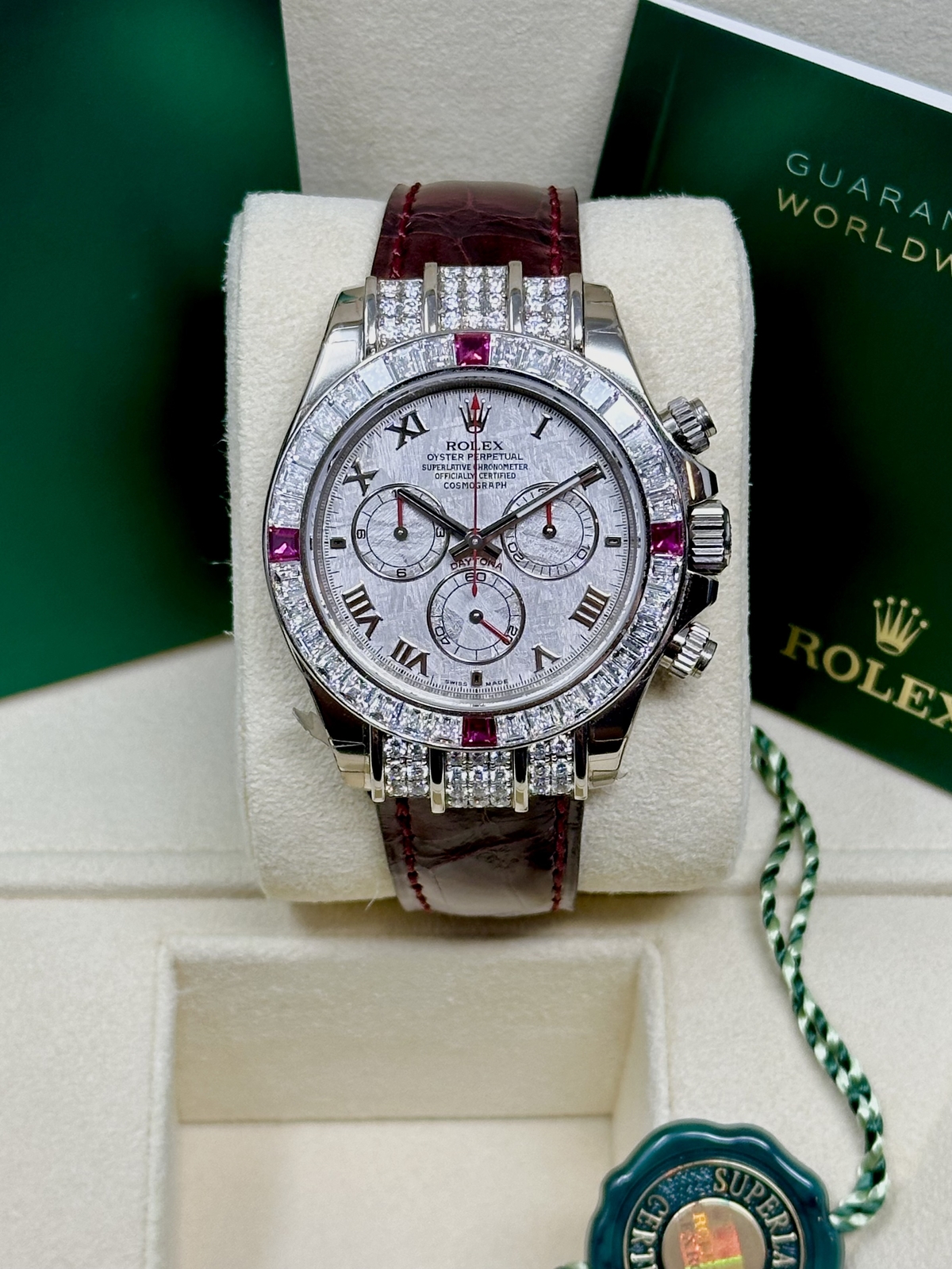 Rolex Daytona 1165994RU Special Edition Meteorite Dial Baguette & Ruby Bezel image 6