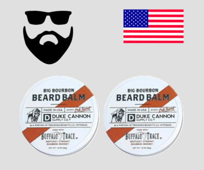 Beard Balm Duke Cannon Big Bourbon Scent 1.6 oz Oak Barrel Lot 2 Benefits Vets