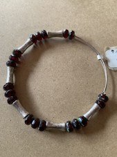 Alex and Ani, Dark Garnet Red Mantis Jet Rafaelian Silver Wrap Bangle Bracelet