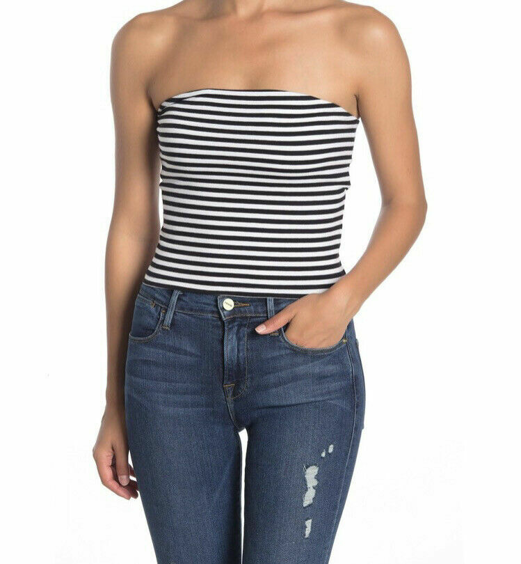 striped tube top black and white